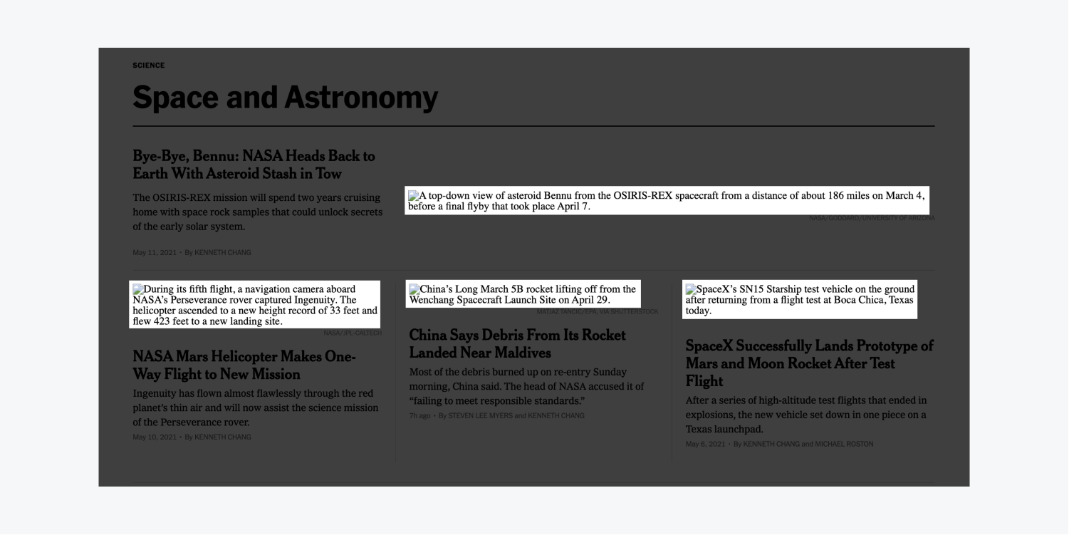 New York Times 대체 텍스트는 웹페이지 로드 시 깨진 것으로 표시되는 이미지에서 강조 표시됩니다.