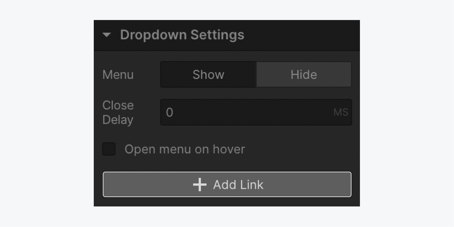 The Embed link button highlighted in the Drop settings of the Settings panel.