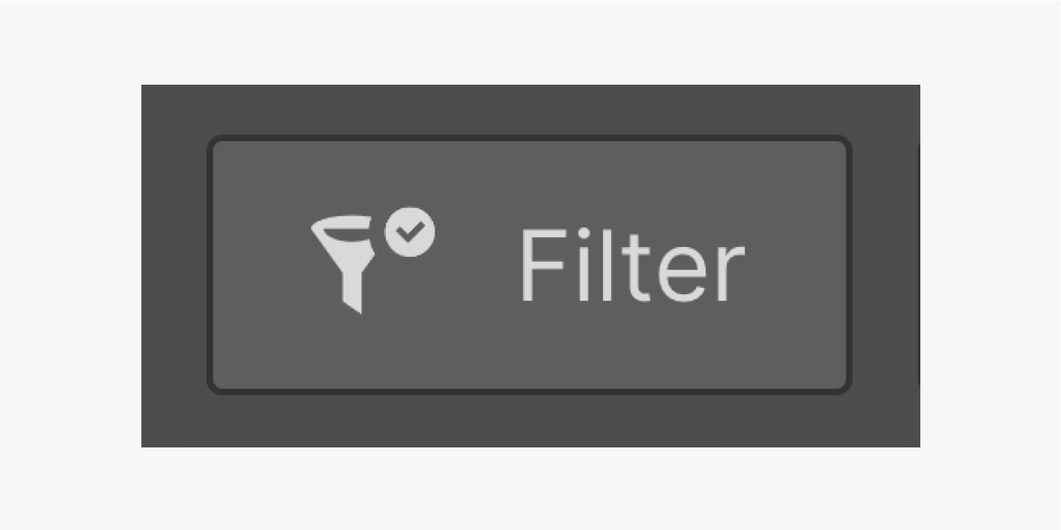 The “filter” button is displayed with a small checkmark icon on top of it to indicate a filter is applied to a Collection.