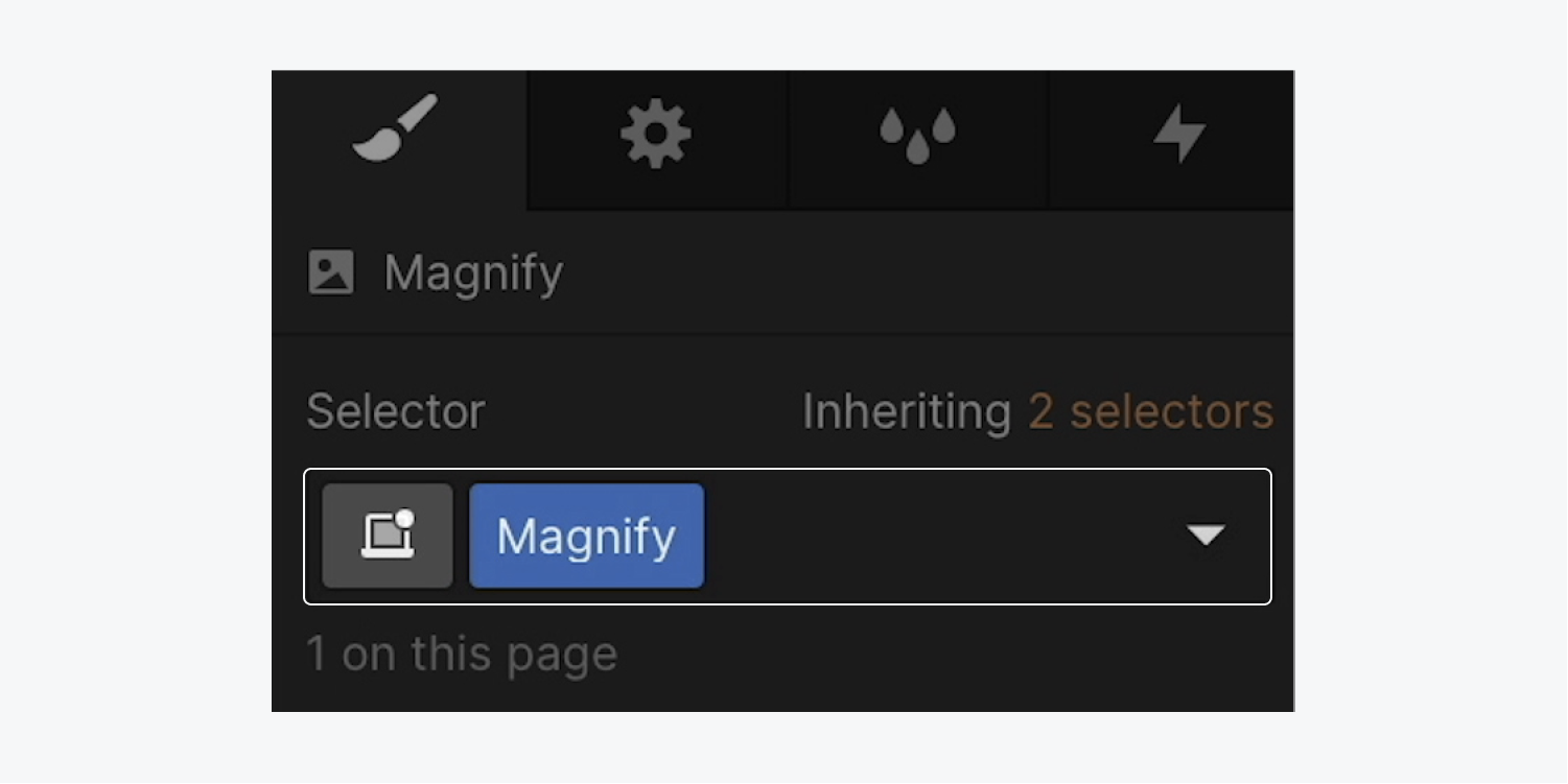 The selector field of an image shows a new class of “Magnify” added to it.