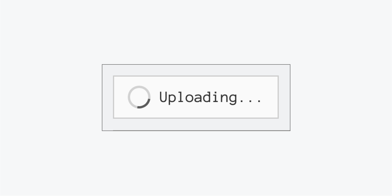 The current state of the File upload button is during the process of uploading. It now reads 